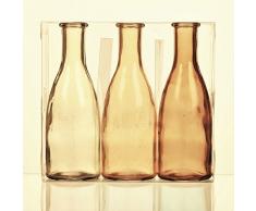 SANDRA RICH. GLAS VASE BOTTLE groß. 3 kleine Flaschen ca 18,5 x 6,5 cm. Orange - GELB. 1165-18-30