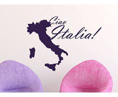 Graz Design 630084_40_070 Wandtattoo Wandaufkleber Wohnzimmer Welt Landkarte Kontinent Italien Ciao Italia 54x40cm Schwarz