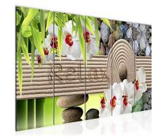 Bilder Feng Shui Orchidee Wandbild 150 x 60 cm Vlies - Leinwand Bild XXL Format Wandbilder Wohnzimmer Wohnung Deko Kunstdrucke Braun 5 Teilig - MADE IN GERMANY - Fertig zum Aufhängen 502956a