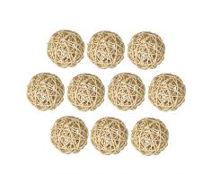 P Prettyia 10 Stücke Rattankugeln Rattan Kugeln Dekokugeln Rattan Ball Hochzeit Party Aufhängen Dekoration