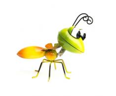 Dekofigur Insekt, Gartenfigur, Metallfigur, Blechfigur, Grün/Orange, Höhe ca. 12cm