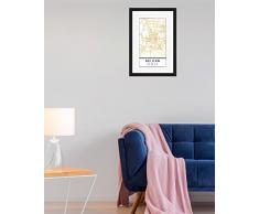 artboxONE Poster mit Rahmen 60x40 cm Kartografie BEIJING CHINA STREET MAP ART gold Gerahmtes Poster schwarz - Wandbild Kartografie Kunstdruck von Emiliano Deificus