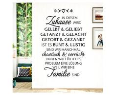 Grandora Wandaufkleber Spruch In diesem Zuhause Wird I schwarz (BxH) 58 x 86 cm I Wandtattoo Wohnzimmer Flur Aufkleber Sticker Wandsticker Zitate W1296