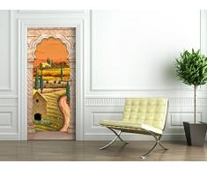 Türtapete selbstklebend Türposter - TOSKANA - Fototapete Türfolie Toscana Wiese Italien Pinie Landschaft natur