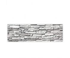 Leinwandbild 145x45 cm - Top - Wandbild XXL Kunstdruck Leinwand Bild Wanddeko Canvas - NOBLE STONE WALL - GREY - Steinwand Stein Steine Wand Asien - no. 132, Qualität Leinwand:Premium