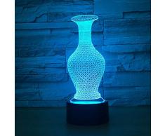 3D-Nachtlicht，3D LED Lampe 7 Farbwechsel Lampe, Flaschenvase Tischdekoration Nachtlicht Lampe, 3D Illusion Bürodekoration Wohnzimmer Licht