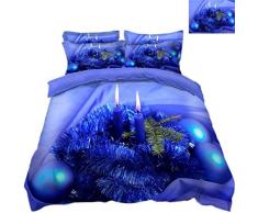 RONGXIE 3D Bettbezug Kreative Blaue Weihnachtsbaumkerze - König (220 X 230 cm) - Bettbezug Set 3D Duvet Quilt Und Kissenbezug Einzelbett Bettwäsche Sets Für Kinder, Jungen, Mädchen Bettwäsche-Set.