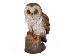 Formano Eule auf Baumstumpf Deko Figur Uhu Kauz naturnah und detailreich gestaltet (23 x 14 x 10 cm)