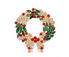 ruiruiNIE Broschen für Frauen, Weihnachtsgirlande Brosche Pins Bunte Strass Schmuck Mode Frauen Geschenke Dekoration