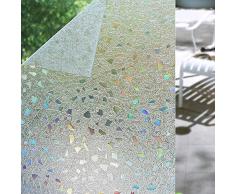 Shackcom 3D Fensterfolie Selbsthaftend Blickdicht Sichtschutz Sichtschutzfolie 60x200cm Statisch Haftend Anti-UV Dekorfolie für Bad Küche Büro Zuhause-Farbeffekt unter Licht S170