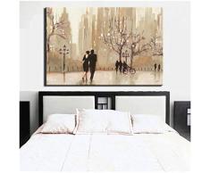 YJYD Wandkunst, abstraktes Bild, modern, Leinwand, Stadt, Romantik, Landschaft, Wandkunst, Poster, Spaziergänge, Kunstdruck auf Leinwand für Wohnzimmer, Dekoration für Zuhause, 50 x 70 cm ohne Rahmen