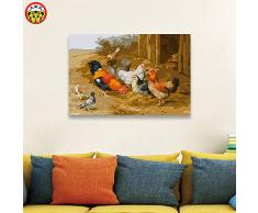 Ölgemälde China Farm Yard Huhn Tiere Tauben Enten Hunde Katzen Geflügel Füllung Farben Malbereich Handgemachte Dekoration Geschenke Countrys