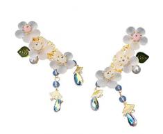 CAVIVI Fee Kristall Perlen Blume Lange Quasten Haarspangen Haarnadeln für Frauen Mädchen Chinesische Retro Glocke Kristall Perlen Hochzeit Hairgrips Dekoration