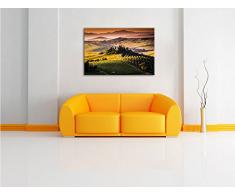 Wunderschöne Toskana Landschaft Format: 60x40 auf Leinwand, XXL riesige Bilder fertig gerahmt mit Keilrahmen, Kunstdruck auf Wandbild mit Rahmen, günstiger als Gemälde oder Ölbild, kein Poster oder Plakat