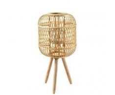 Windlicht/Laterne Bambus auf Füßen mit Glaswindlicht - Hochwertig & Dekorativ - Bambuswindlicht Garten/Gartenlaterne/Gartenwindlicht (Groß: Ø33cm H67cm)