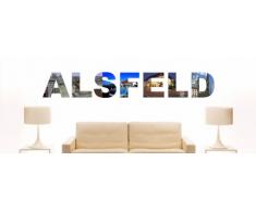 Wandtattoo farbige Wandschrift Städtename Alsfeld mit Sehenswürdigkeiten 80 x 12 cm Länge