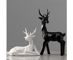 Unibest Dekofiguren im Origami-Design Skulptur Statue aus Porzellan Hirsche 2-er Modell 208