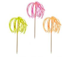 Deko-Picker Feuerwerk (Neonfarben / 23,5 cm - 100 Stück)