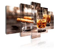 murando - Bilder 200x100 cm Vlies Leinwandbild 5 TLG Kunstdruck modern Wandbilder XXL Wanddekoration Design Wand Bild - Whisky Zigarre 030106-14