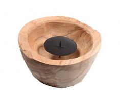Trendy Home GmbH Teakschale Snackschale Dekoschale mit einem Kerzenpick Ø 15 cm Teakholz Geschenkidee Wurzelholz