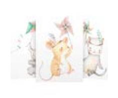 Wandbilder 3er Set für Baby & Kinderzimmer Deko Poster WindfreundeElefant Maus Katze | Kunstdruck DIN A4 ohne Rahmen und Dekoration (WindfreundeElefant Maus Katze)