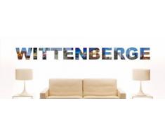 INDIGOS UG - WANDTATTOO / Wandsticker / Wandaufkleber / Aufkleber farbige Wandschrift Städtename Wittenberge mit Sehenswürdigkeiten 80 x 7 cm Länge