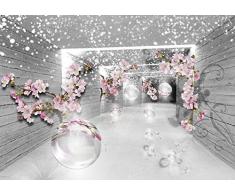 FORWALL Fototapete Vlies - Tapete Moderne Wanddeko 3D Magischer Tunnel mit Blumen V8 (368cm. x 254cm.) AMF3360V8 Wandtapete Design Tapete Wohnzimmer Schlafzimmer