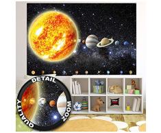 GREAT ART XXL Poster Kinderzimmer – Sonnensystem Planeten – Wandbild Dekoration Galaxie Cosmos Space Universum All Sterne Galaxy Weltraum Earth Wandposter Fotoposter Bild (140 x 100 cm)