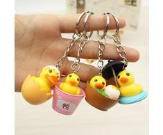 FADACAI 3 Stück Gelbe Ente Figur Schlüsselanhänger Tierfiguren Schlüsselbund Schlüsselanhänger Geschenk Für Freund Kindern, Stil Zufällig