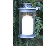 Trauer-Shop Runde Grablaterne mit Stab inklusive ca. 52 Stunden Grabkerze. Höhe 16cm