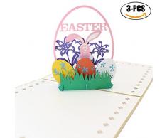 Ostern GrußKarte Set, Funpa Popup Geschenkkarte Kreative AushöHlen 3D Kaninchen Und Ei Popup Card Holiday Card FüR Kinder Erwachsene