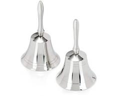 com-four® 2X Tischglocke aus Metall - Handglocke als Weihnachtsdekoration - Rezeptionsklingel in verschiedenen Designs [Auswahl variiert] (02 Stück - 10.7cm - Metall)