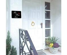 Mr. & Mrs. Haustürschild mit Wunschnamen, schwarz, ca. 15 x 20 cm, aus Aluminium