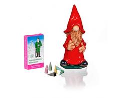 Crottendorfer Räucherkerzen Keramik Räucherfigur rot in Geschenkbox inkl. 1 Packung Bunte Mischung Räucherkerzen Gr. M (24 Stück)