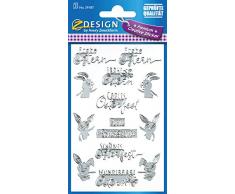 AVERY Zweckform Ostersticker 13 Aufkleber Art. 39187 (selbstklebend, Osterwünsche Frohe Ostern, Schmucketiketten Ostern mit 3D Effekt, Dekoetiketten, Dekosticker) silber