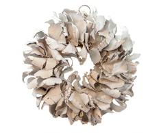 COURONNE Naturkranz Deko Ø25cm in weiß, gefertigt aus Palmblättern | Türkranz ganzjährig zum hängen oder als Tischdekoration im Shabby chic Design | Zeitloses Wohnaccessoir als Landhaus Natur-Deko