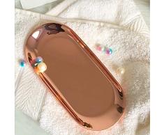 Amgend Nordic Ins Wind Oval Desktop Schmuckablage Gold Industrielle Wind Schicke Ablageschale Edelstahl Tablett, H Roségold Kleine Schale