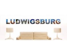 Wandtattoo farbige Wandschrift Städtename Ludwigsburg mit Sehenswürdigkeiten 80 x 7 cm Länge