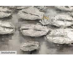 KunstLoft® Acryl Gemälde Seerosenreich 120x60cm | original handgemalte Leinwand Bilder XXL | Seerosen Teich Wasser Blüten | Wandbild Acrylbild moderne Kunst einteilig mit Rahmen