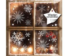 Fensterbild Wunderschöne Schneeflocken im Set - WIEDERVERWENDBAR - 24 filigrane Aufkleber Schneeflocken und Sterne von Wandtattoo-Loft®