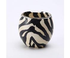 MB-Müller Extraordinary Gifts Fimo Glaswindlicht handgemacht schwarz weiß mit Zebrastreifenmuster