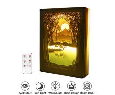 FDYD Papercut-Licht-Boxen 3D führte Nachtlampe Weihnachtspapier Carving Crafts Ornamente Träumen im See für Schlafzimmer Wohnzimmer