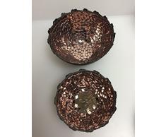 Edle Windlichter Juri im Set aus Metall schwarz mit Mosaik kupfer D 12-15cm