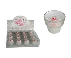 4er Weiße Kerze im Glas mit Glitter Winterrose Rosendeko Rosenkerze Kerze Deko