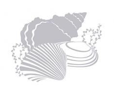 GRAZDesign Fenstertattoo Maritim/Verschiedene Muscheln, Fensteraufkleber fürs Bad, Glastattoo Bad-Fenster / 52x40cm