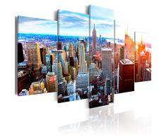murando - Bilder 225x112 cm Vlies Leinwandbild 5 TLG Kunstdruck modern Wandbilder XXL Wanddekoration Design Wand Bild - City Stadt New York NYC Nacht d-B-0189-b-n