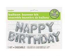 Ballon-Girlande HAPPY BIRTHDAY in Silber mit 5 Ballon Buchstaben á 35cm mit Schunur - perfekt für Geburtstagspartys & Co