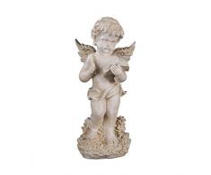 Sarah B Engel NF85068, Groß 46 cm hoch, Gartenengel, Deko Engel, Antik Weiß, Dekorationsfigur für Innen und Außen, Polyresin, Gartendekoration, Gartenfigur, Engelsfigur, Schutzengel, Skulptur,
