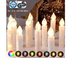 CCLIFE GS/CE LED Weihnachtskerzen Kabellos RGB Kerzen Bunt Weihnachtsbaumkerzen Christbaumkerzen mit Fernbedienung Timer Kerzenlichter, Farbe:Beige, Größe:20er