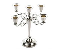 Queta Kerzenleuchter 5-armig Kerzenständer Candle Holder Kerzenhalter als Tischdeko für Weihnachten und Erntedankfest (Silber)
